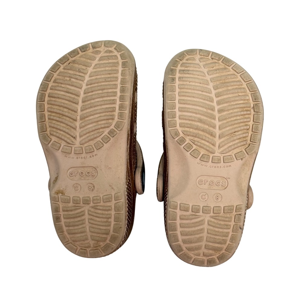 Crocs Classic Clog Kids Gold Glitter Metallic Sparkly Slip On Sandals Size C8 - Picture 6 of 6